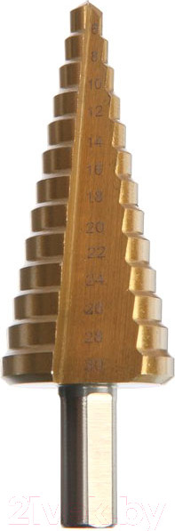 Изображение товара Сверло Tundra Pro ступенчатое HSS TiN трехгранный хвостовик 6-30мм 5570236