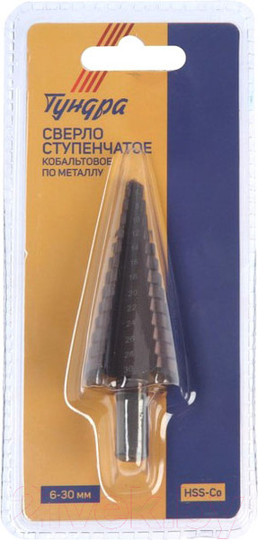 Изображение товара Сверло Tundra Pro ступенчатое HSS-Co трехгранный хвостовик 6-30мм 7546778