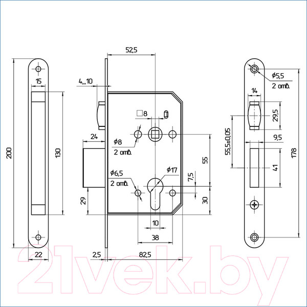 Изображение товара Замок врезной Меттэм ЗВ5 501.0.0
