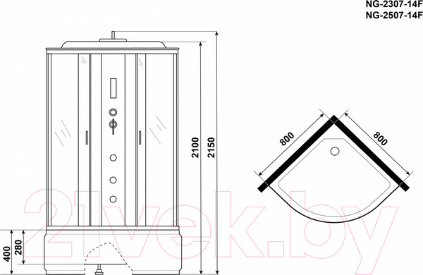 Изображение товара Душевая кабина Niagara NG-2507-14F 80x80x215 (тонированное стекло)