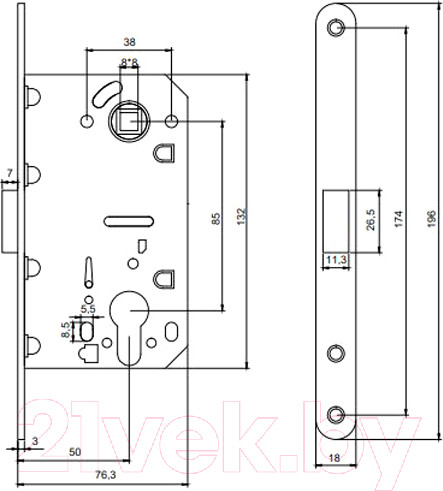 Изображение товара Замок врезной Code Deco 5300-MC-G