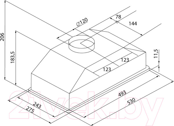 Изображение товара Вытяжка скрытая Krona Elisa 600 Glass PB / КА-00005279 (черный)