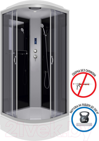 Изображение товара Душевая кабина Niagara NG-3501-14P 90x90 (гидромассаж, тонированное стекло)