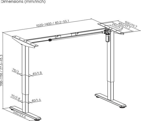 Изображение товара Подстолье Ergosmart Electric Desk Prime (черный)