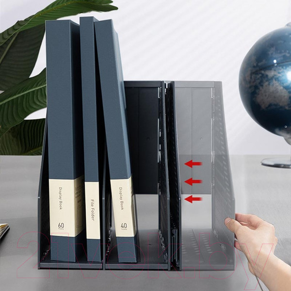 Изображение товара Лоток для бумаг Deli Тройной / 78995 (темно-серый)