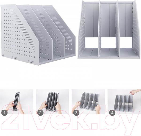 Изображение товара Лоток для бумаг Deli Тройной / E78995 (светло-серый)