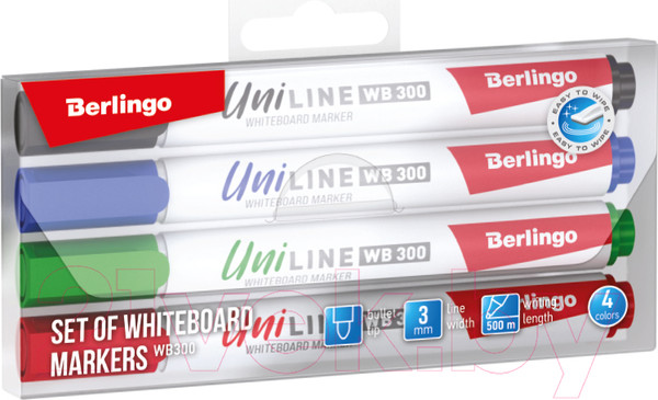 Изображение товара Набор маркеров Berlingo Uniline WB300 / BMc_30509 (4цв)