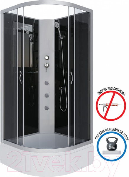 Изображение товара Душевая кабина Niagara NG-3501-14BKG 90x90 (гидромассаж, тонированное стекло)