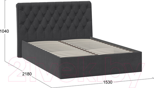 Изображение товара Полуторная кровать ТриЯ Скарлет универсальная тип 1 140x200 (велюр графит)