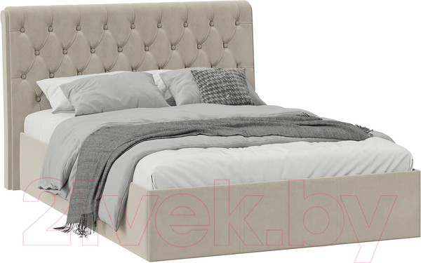 Изображение товара Полуторная кровать ТриЯ Скарлет универсальная тип 1 140x200 (велюр мокко светлый)