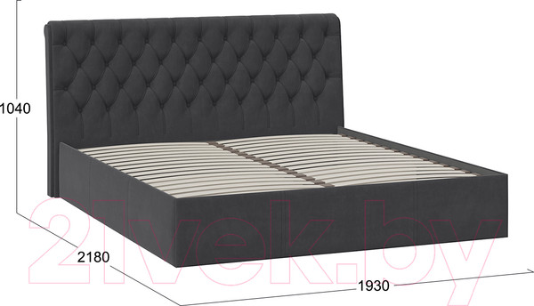 Изображение товара Двуспальная кровать ТриЯ Скарлет универсальная тип 1 180x200 (велюр графит)