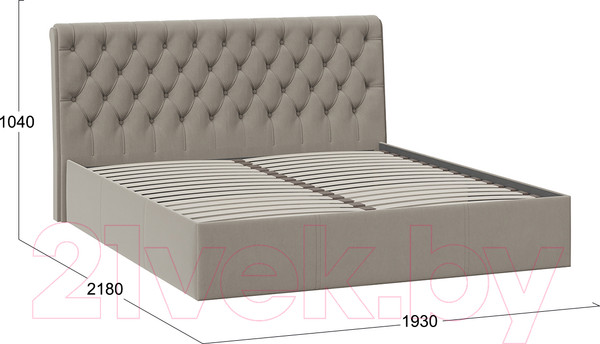 Изображение товара Двуспальная кровать ТриЯ Скарлет универсальная тип 1 180x200 (велюр мокко темный)
