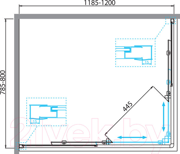 Изображение товара Душевой уголок BelBagno DUE-AH-2-120/80-C-Cr