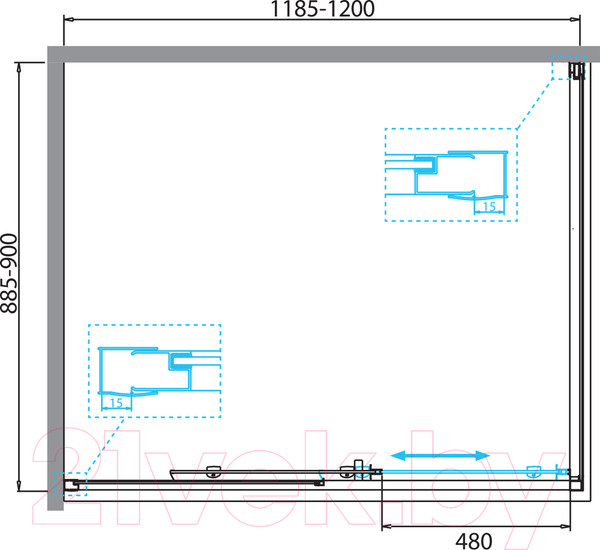 Изображение товара Душевой уголок BelBagno DUE-AH-1-120/90-C-CR