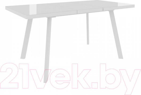 Изображение товара Обеденный стол Сакура Милан 138-178 (белый/белый со стеклом)