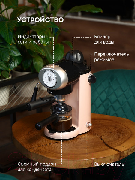 Изображение товара Кофеварка эспрессо Galaxy GL 0755 (коралловый)