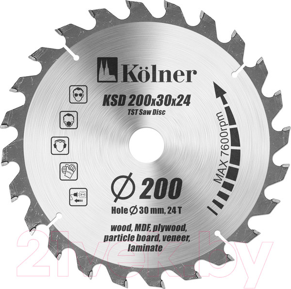 Изображение товара Пильный диск Kolner KSD 200x20/30x24 (кн200-20-30-24)