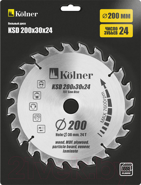 Изображение товара Пильный диск Kolner KSD 200x20/30x24 (кн200-20-30-24)