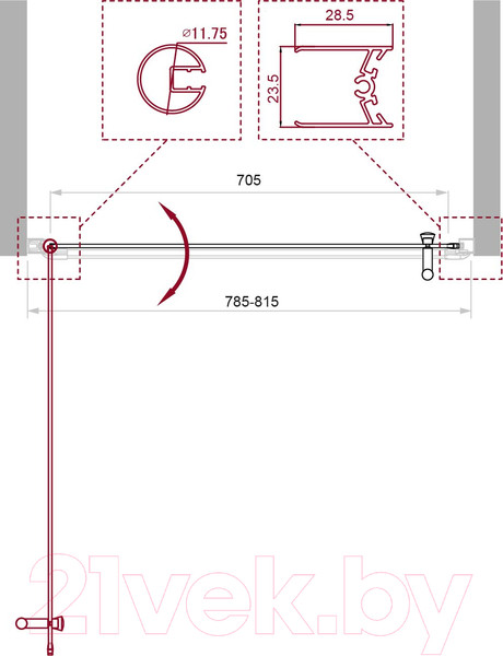 Изображение товара Душевая дверь BelBagno UNO-B-1-80-CH-Cr