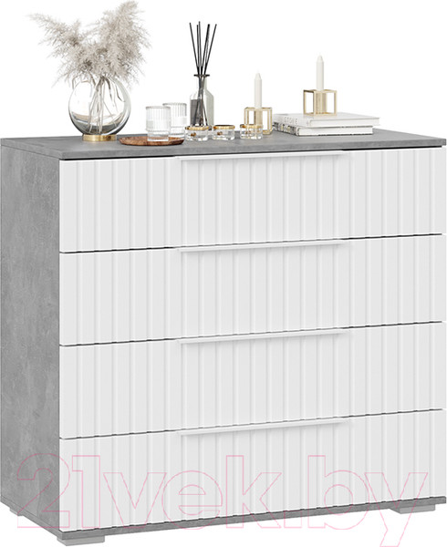 Изображение товара Комод ТриЯ Хилтон (ателье светлый/белый матовый)