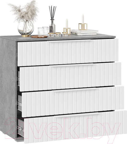 Изображение товара Комод ТриЯ Хилтон (ателье светлый/белый матовый)