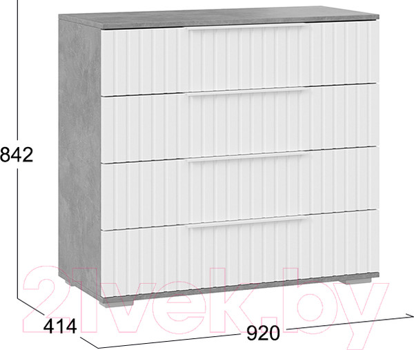Изображение товара Комод ТриЯ Хилтон (ателье светлый/белый матовый)