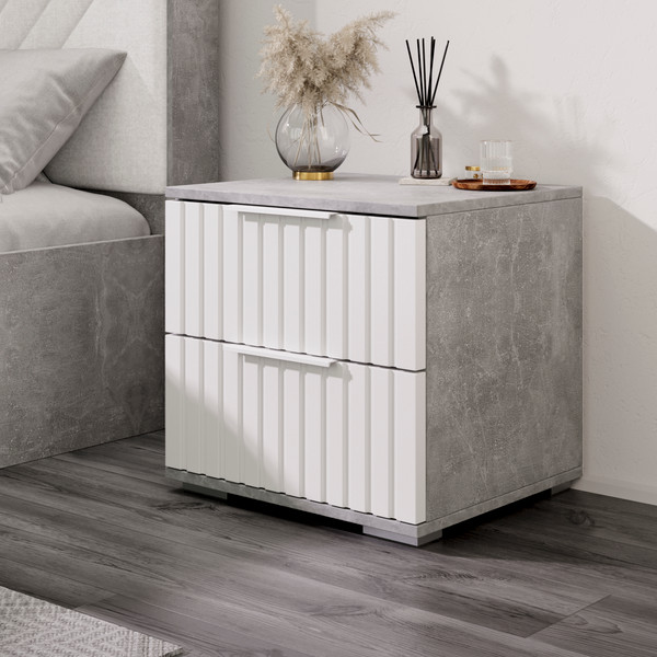 Изображение товара Прикроватная тумба ТриЯ Хилтон (ателье светлый/белый матовый)