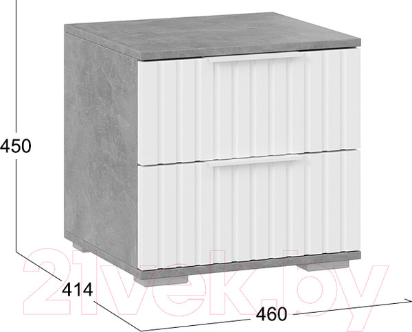 Изображение товара Прикроватная тумба ТриЯ Хилтон (ателье светлый/белый матовый)