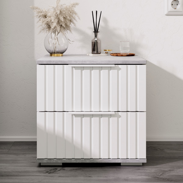 Изображение товара Прикроватная тумба ТриЯ Хилтон (ателье светлый/белый матовый)