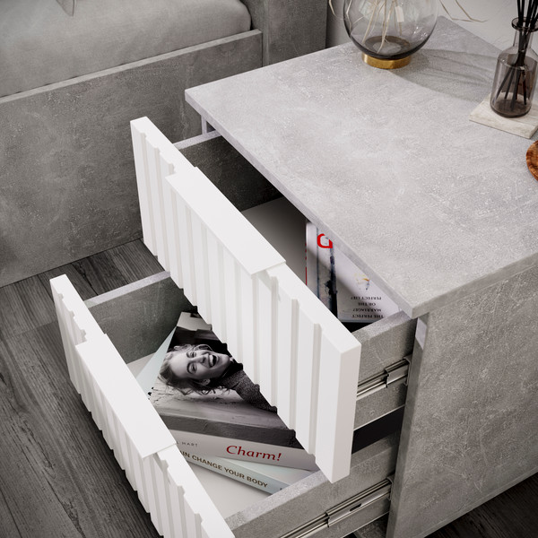 Изображение товара Прикроватная тумба ТриЯ Хилтон (ателье светлый/белый матовый)