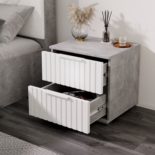 Изображение товара Прикроватная тумба ТриЯ Хилтон (ателье светлый/белый матовый)