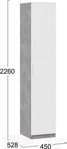 Изображение товара Шкаф-пенал ТриЯ Хилтон для белья (ателье светлый/белый матовый)