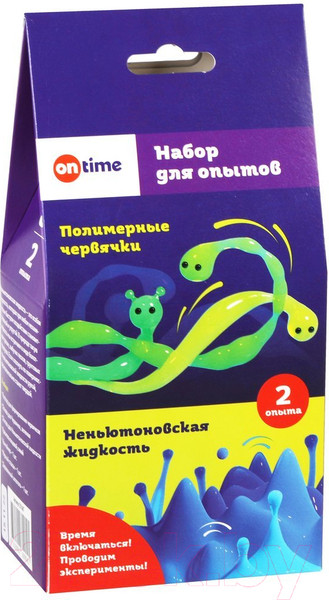 Изображение товара Набор для опытов On Time Полимерные червячки, Неньютоновская жидкость 2 в 1 / EX106T