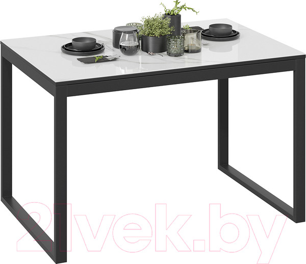 Изображение товара Обеденный стол ТриЯ Маркус тип 1 (черный муар/стекло белый мрамор)