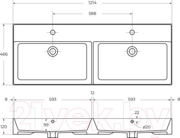 Изображение товара Умывальник Cezares CZR-MIL-120-2-LVB