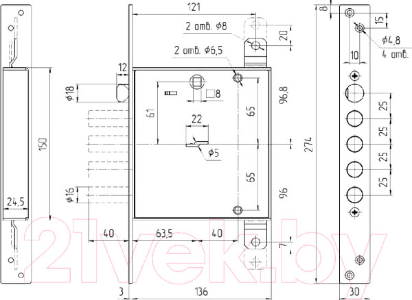 Изображение товара Замок врезной Меттэм ЗВ9 143.1.0 Х ЗВСП-2ТЗЩ