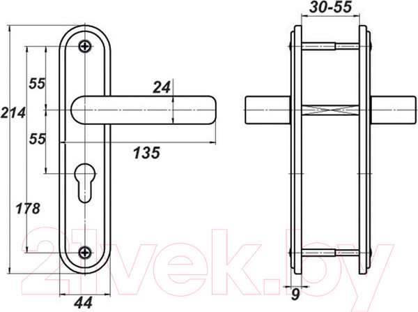 Изображение товара Ручка дверная Меттэм НР 0901 для замков ЗВ4 401/ЗВ4 402 (медный антик)