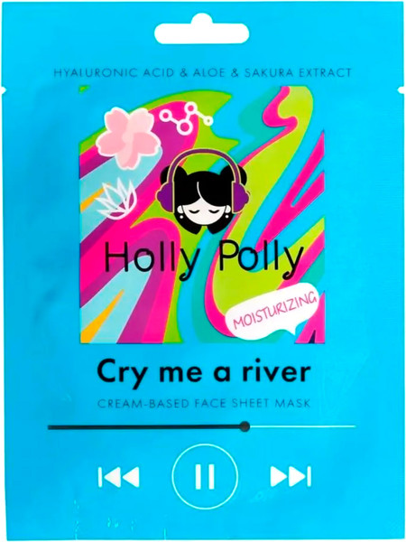 Изображение товара Маска для лица тканевая Holly Polly Cry Me A River с Гиалуроновой кислотой Aлое и экстр Cакуры (22г)