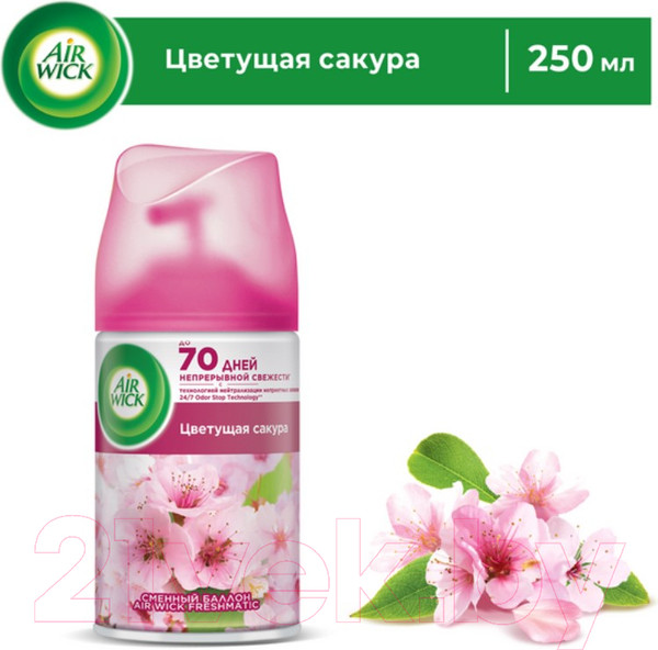 Изображение товара Сменный блок для освежителя воздуха Air Wick Pure Цветущая сакура до 70 дней свежести New (250мл)