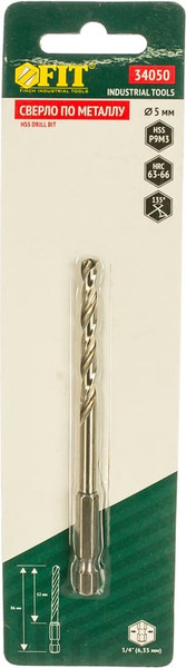 Изображение товара Сверло FIT HSS U-хвостовик 5мм / 34050