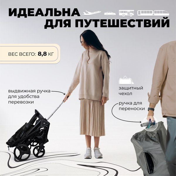Изображение товара Детская прогулочная коляска Sweet Baby Compatto (Black)