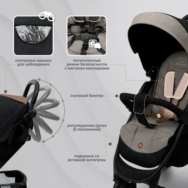 Изображение товара Детская прогулочная коляска Sweet Baby Rapido (Dark Grey)