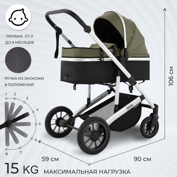 Изображение товара Детская универсальная коляска Sweet Baby Amare 2 в 1 (Olive)