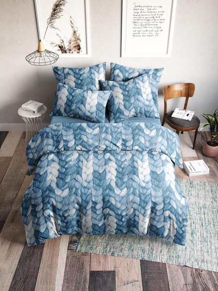 Изображение товара Комплект постельного белья Ночь нежна Вязка Стандарт Евро / 70868-1+70682-2 (70x70)