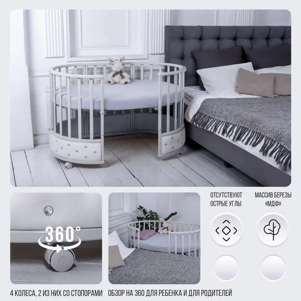 Изображение товара Детская кровать-трансформер Sweet Baby Cappellini Bianco 7 в 1 (белый)
