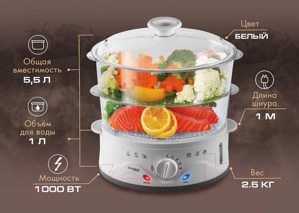 Изображение товара Пароварка стационарная Endever Vita-176 (белый)