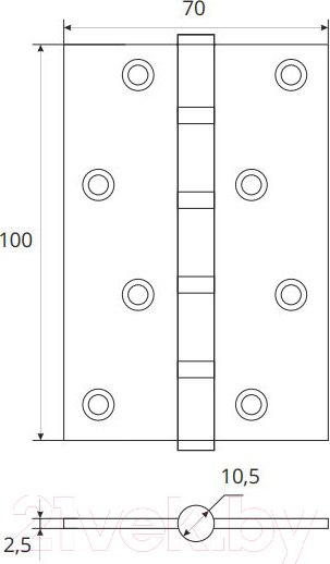 Изображение товара Комплект петель дверных VELA 100x70x2.5-4BB-ZN (цинк)