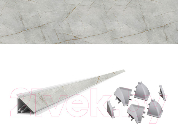 Изображение товара Скиналь Интерлиния Серый каспий (с плинтусом, кромкой и комплектом заглушек)