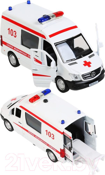 Изображение товара Автомобиль игрушечный Технопарк Mercedes-Benz Sprinter Скорая / SPRINTERVAN-14SLAMB-WH