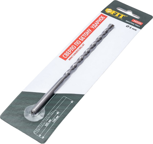 Изображение товара Сверло FIT Победитовое ударное трехгранный хвостовик 6x150мм / 34550